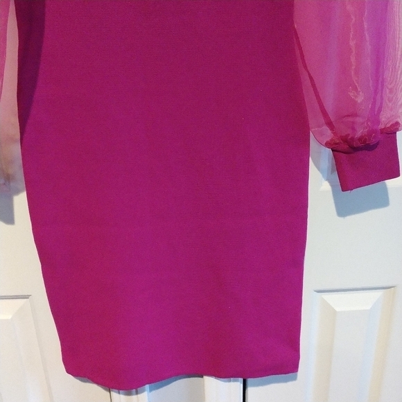 House of Harlow 1960. Festival Fuchsia Sheer Long Sleeve Midi Dress XS - Picture 4 of 12